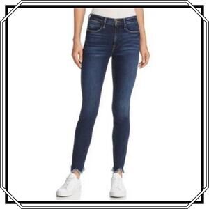 Frame Le High Skinny High Rise Dark Wash Sulham Raw Hem Size 26